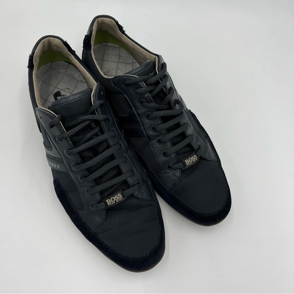 HUGO BOSS MIXED-MATERIAL TRAINERS WITH SUEDE AND FAUX LEATHER SNEAKERS - Picture 2 of 12